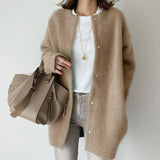Adrienne | Women's Oversized Button-Down Fluffy Knit Winter Cardigan